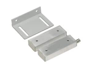 contatto magnetico a vista in alluminio corredato di staffa