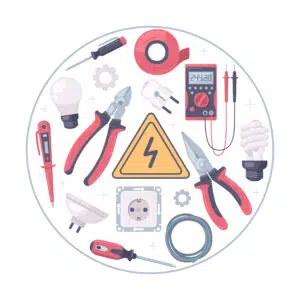 electricians tools circle composition